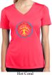 Ladies Peace Shirt Psychedelic Peace Moisture Wicking V-neck Tee