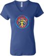 Ladies Peace Shirt Psychedelic Peace V-neck Tee T-Shirt