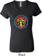 Ladies Peace Shirt Psychedelic Peace V-neck Tee T-Shirt