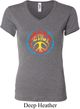 Ladies Peace Shirt Psychedelic Peace V-neck Tee T-Shirt