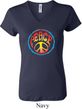 Ladies Peace Shirt Psychedelic Peace V-neck Tee T-Shirt