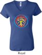 Ladies Peace Shirt Psychedelic Peace V-neck Tee T-Shirt