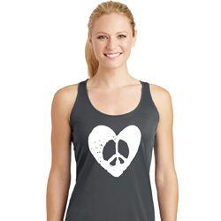 Ladies Peace Tank Top Hippie Heart Peace Dry Wicking Racerback Ladies Peace Tank Top Hippie Heart Peace Dry Wicking Racerback