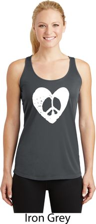 Ladies Peace Tank Top Hippie Heart Peace Dry Wicking Racerback