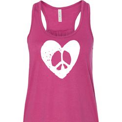 Ladies Peace Tank Top Hippie Heart Peace Flowy Racerback Ladies Peace Tank Top Hippie Heart Peace Flowy Racerback