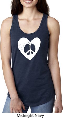 Ladies Peace Tank Top Hippie Heart Peace Ideal Racerback