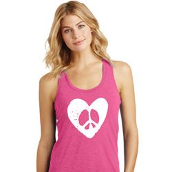 Ladies Peace Tank Top Hippie Heart Peace Racerback Ladies Peace Tank Top Hippie Heart Peace Racerback