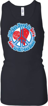 Ladies Peace Tanktop All You Need is Love Longer Length Racerback Tank