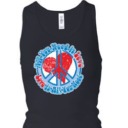 Ladies Peace Tanktop All You Need is Love Longer Length Racerback Tank