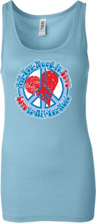 Ladies Peace Tanktop All You Need is Love Longer Length Tank Top