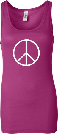 Ladies Peace Tanktop Basic Peace White Longer Length Tank Top