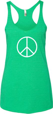 Ladies Peace Tanktop Basic Peace White Tri Blend Racerback Tank Top
