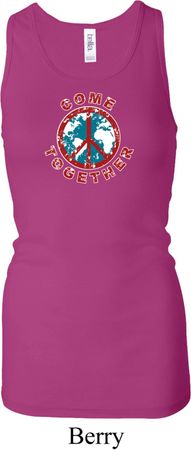Ladies Peace Tanktop Come Together Longer Length Racerback Tank