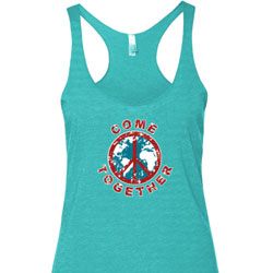 Ladies Peace Tanktop Come Together Tri Blend Racerback Tank Top