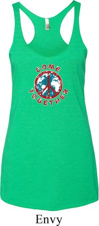 Ladies Peace Tanktop Come Together Tri Blend Racerback Tank Top