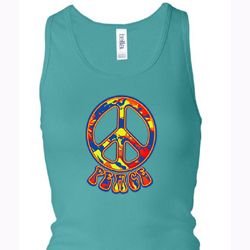 Ladies Peace Tanktop Funky Peace Longer Length Racerback Tank Top