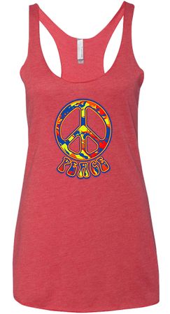Ladies Peace Tanktop Funky Peace Tri Blend Racerback Tank Top