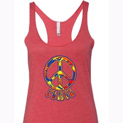 Ladies Peace Tanktop Funky Peace Tri Blend Racerback Tank Top
