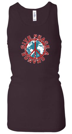 Ladies Peace Tanktop Give Peace a Chance Longer Length Racerback Tank