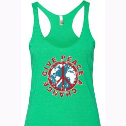 Ladies Peace Tanktop Give Peace a Chance Tri Blend Racerback Tank Top