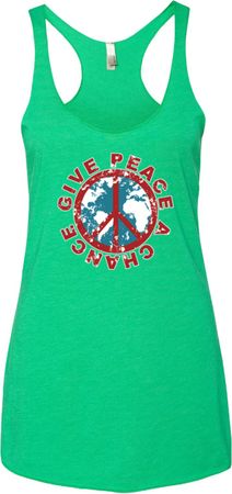Ladies Peace Tanktop Give Peace a Chance Tri Blend Racerback Tank Top