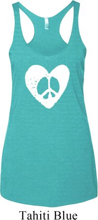 Ladies Peace Tanktop Hippie Heart Peace Tri Blend Racerback
