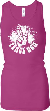 Ladies Peace Tanktop Peace Now Longer Length Racerback Tank
