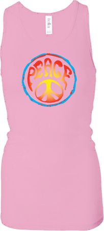 Ladies Peace Tanktop Psychedelic Peace Longer Length Racerback Tank