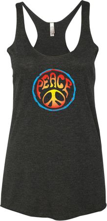 Ladies Peace Tanktop Psychedelic Peace Tri Blend Racerback Tank Top