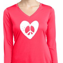 Ladies Peace Tee Hippie Heart Peace Dry Wicking Long Sleeve Ladies Peace Tee Hippie Heart Peace Dry Wicking Long Sleeve