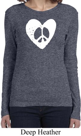 Ladies Peace Tee Hippie Heart Peace Long Sleeve