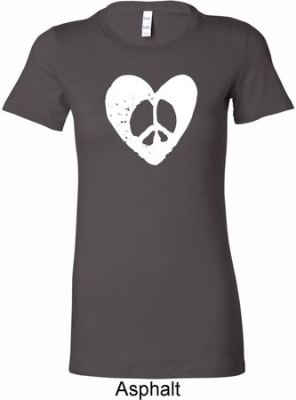Ladies Peace Tee Hippie Heart Peace Longer Length Shirt