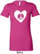 Ladies Peace Tee Hippie Heart Peace Longer Length Shirt