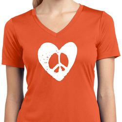 Ladies Peace Tee Hippie Heart Peace Moisture Wicking V-neck Ladies Peace Tee Hippie Heart Peace Moisture Wicking V-neck
