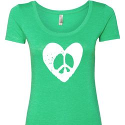 Ladies Peace Tee Hippie Heart Peace Scoop Neck Ladies Peace Tee Hippie Heart Peace Scoop Neck