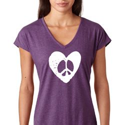Ladies Peace Tee Hippie Heart Peace Tri Blend V-neck Ladies Peace Tee Hippie Heart Peace Tri Blend V-neck