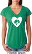 Ladies Peace Tee Hippie Heart Peace Tri Blend V-neck