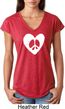Ladies Peace Tee Hippie Heart Peace Tri Blend V-neck