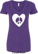 Ladies Peace Tee Hippie Heart Peace V-Neck Shirt