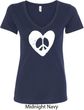 Ladies Peace Tee Hippie Heart Peace V-Neck Shirt