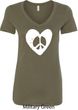 Ladies Peace Tee Hippie Heart Peace V-Neck Shirt
