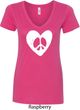 Ladies Peace Tee Hippie Heart Peace V-Neck Shirt