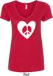 Ladies Peace Tee Hippie Heart Peace V-Neck Shirt