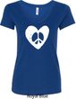 Ladies Peace Tee Hippie Heart Peace V-Neck Shirt