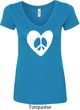 Ladies Peace Tee Hippie Heart Peace V-Neck Shirt
