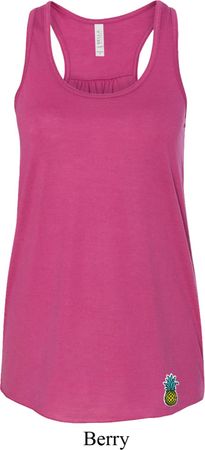 Ladies Pineapple Patch Bottom Print Flowy Racerback