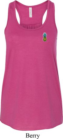 Ladies Pineapple Patch Pocket Print Flowy Racerback