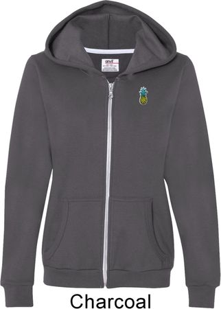 Ladies Pineapple Patch Pocket Print Full Zip Hoodie