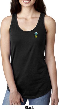 Ladies Pineapple Patch Pocket Print Racerback Tank Top