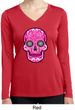 Ladies Pink Sugar Skull Dry Wicking Long Sleeve